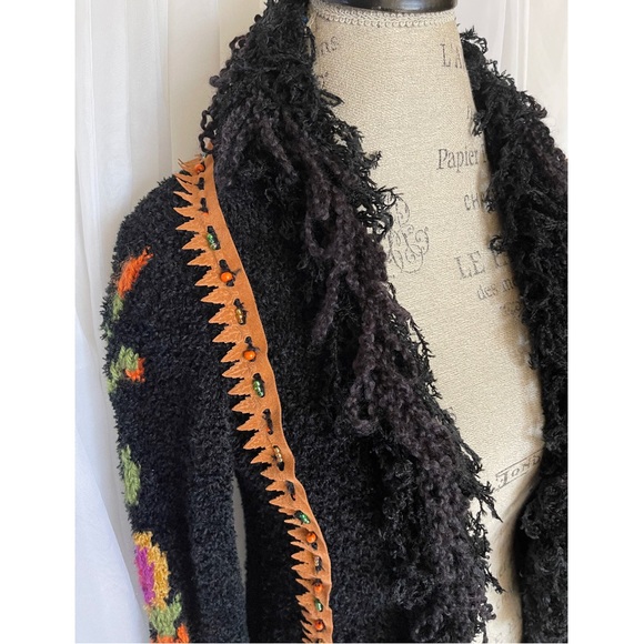 🌹SOLD🌹Rare Retro Paradyz Couture for Anthropologie Knit Fringe L - Picture 2 of 6